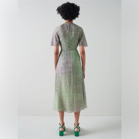 L.K. Bennett Elowen Lilac and Green Animal Print Midi Dress - Picture 4 of 16